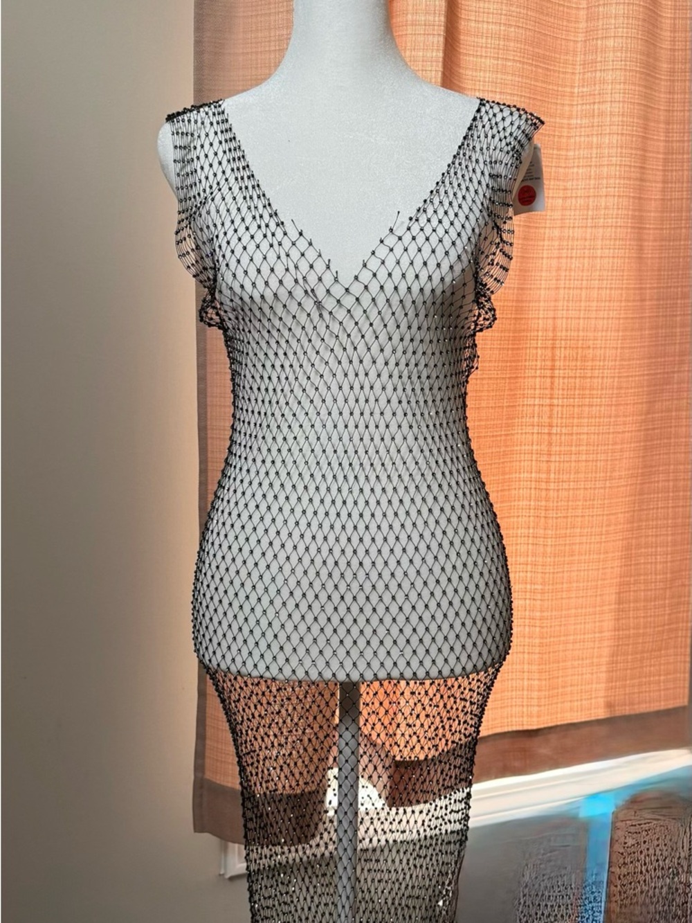 Black Sheer Fishnet Maxi Dress